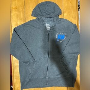 Women’s Size 1X Just My Size Gray Zip Up Hoodie with Embroidered Pocket Print